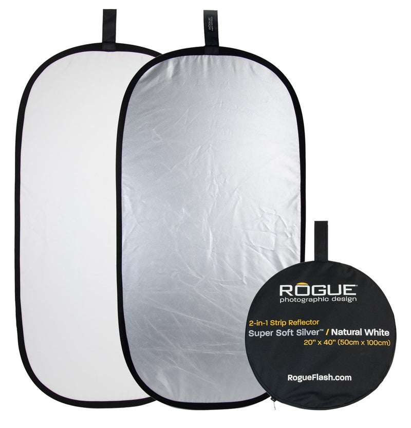 Rogue 2-in-1 Collapsible Reflector - Super Soft Silver / Natural White 20x40" - Image 1